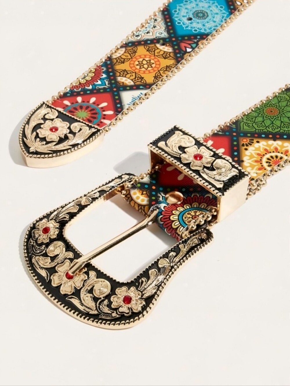Bohemian Retro Rhinestone Metal Western Cowgirl Fashion Large Waist 1.5"W NWOT